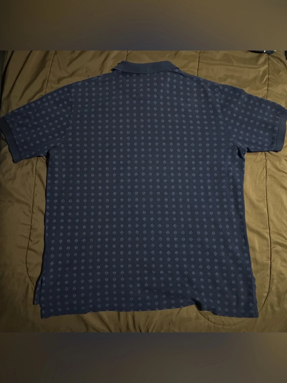 Vintage Ralph Lauren Navy Polo with Micro Geometric Print